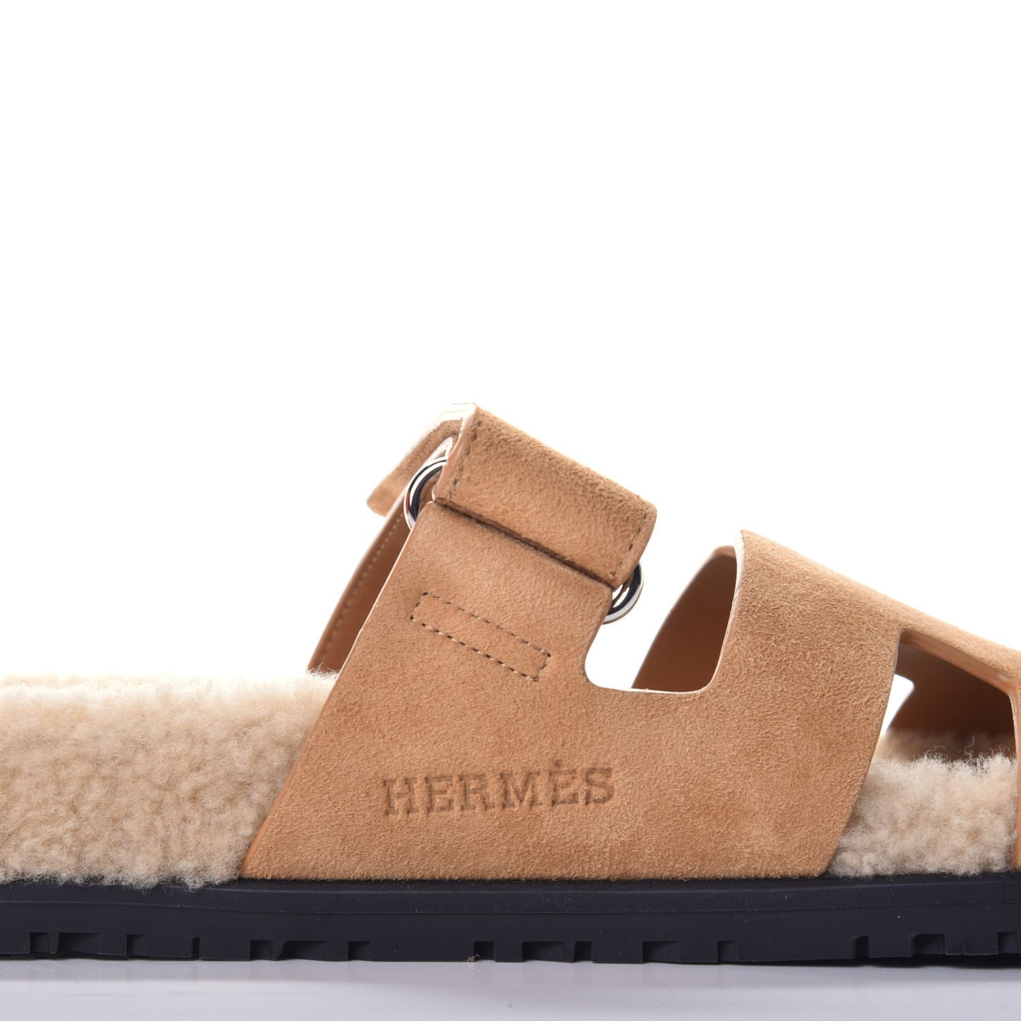 Suede Goatskin Woolskin Womens Chypre Sandals 38 Golden Beige