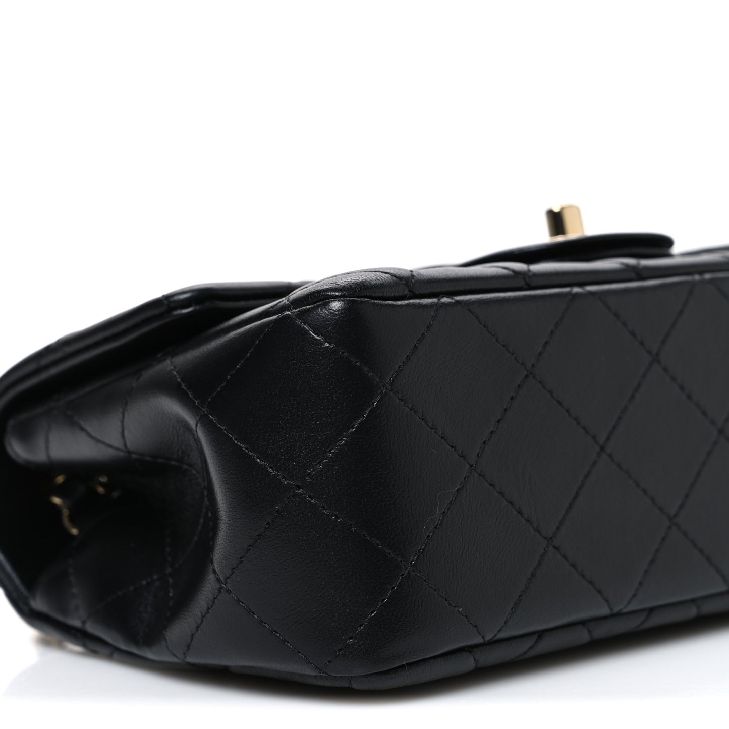 Lambskin Quilted Mini Rectangular Flap Black