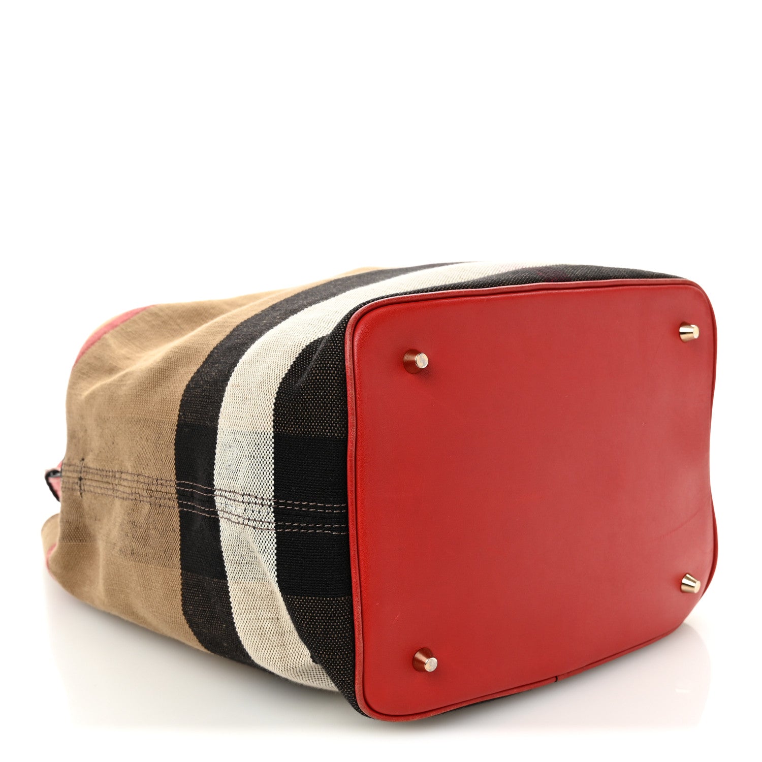 Burberry Canvas Mega Check Medium Ashby Bucket Bag Red 4 of 12