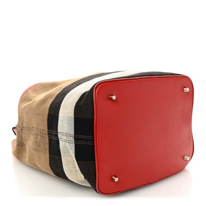 Burberry Canvas Mega Check Medium Ashby Bucket Bag Red 4 of 12