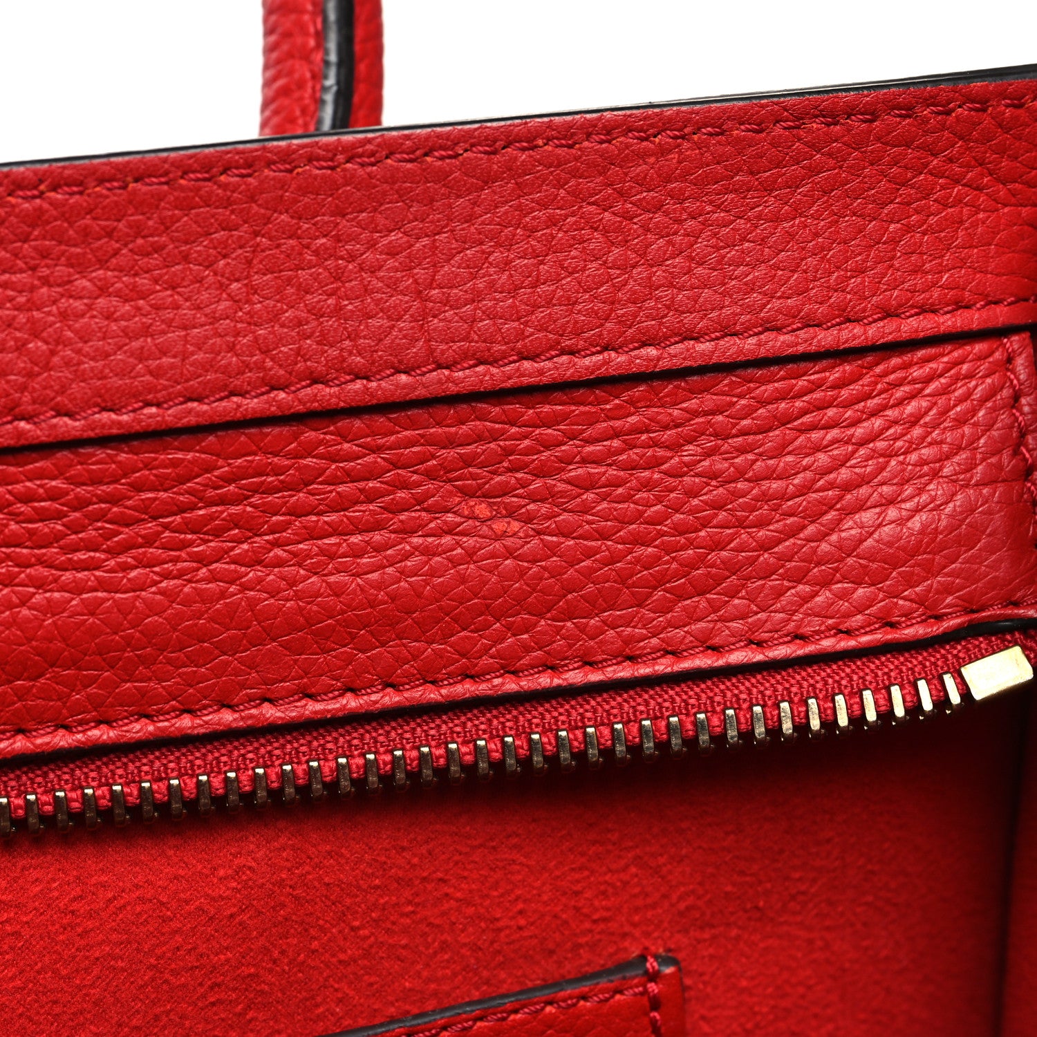 Celine Drummed Calfskin Mini Luggage Coquelicot 12 of 13