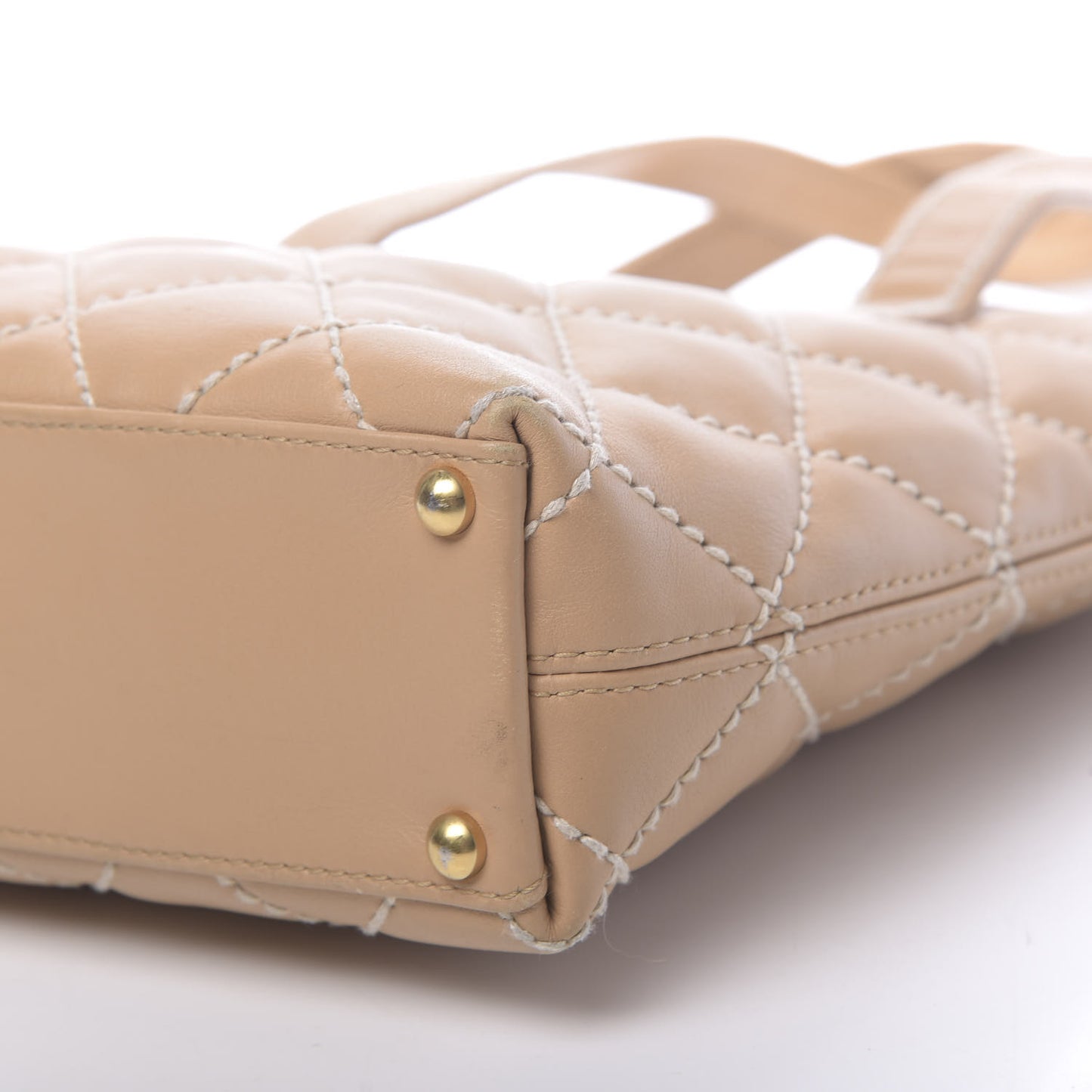 Calfskin Wild Stitch Tote Beige