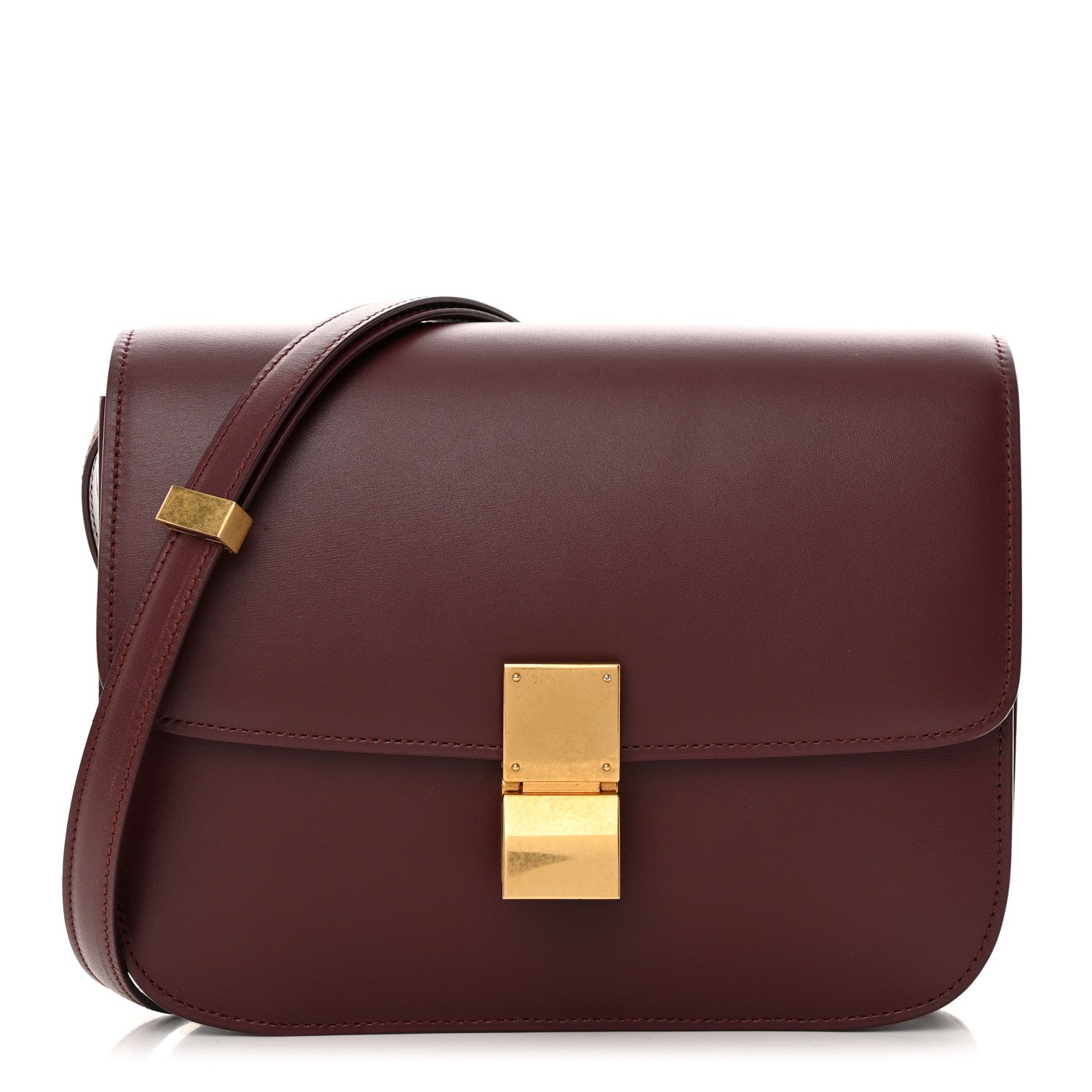 Celine Box Calfskin Medium Classic Box Flap Bag Burgundy 1 of 21
