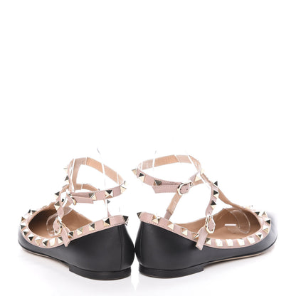 Valentino Garavani Nappa Rockstud Cage Ballerina Flats 35 Black Poudre 6 of 16