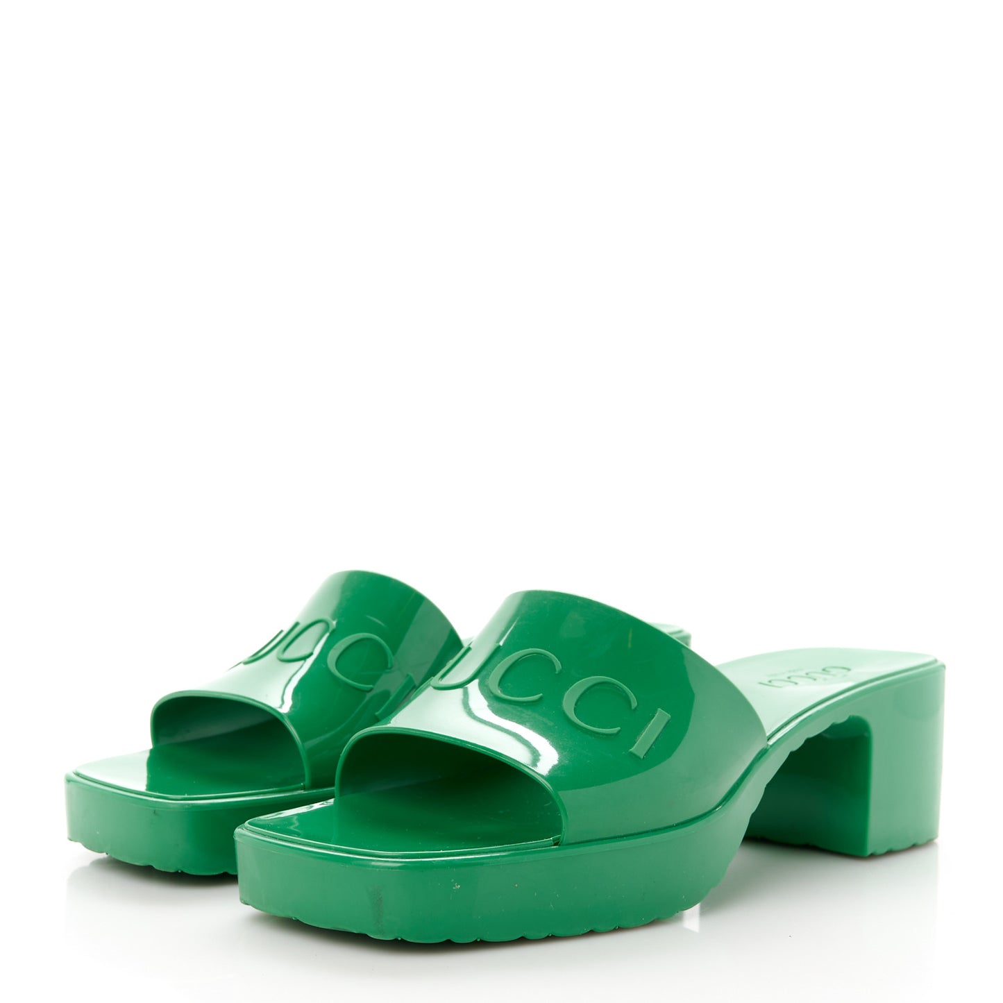 Rubber Gucci Logo Womens Platform 20/60mm Slide Sandals 37 New Shamarock