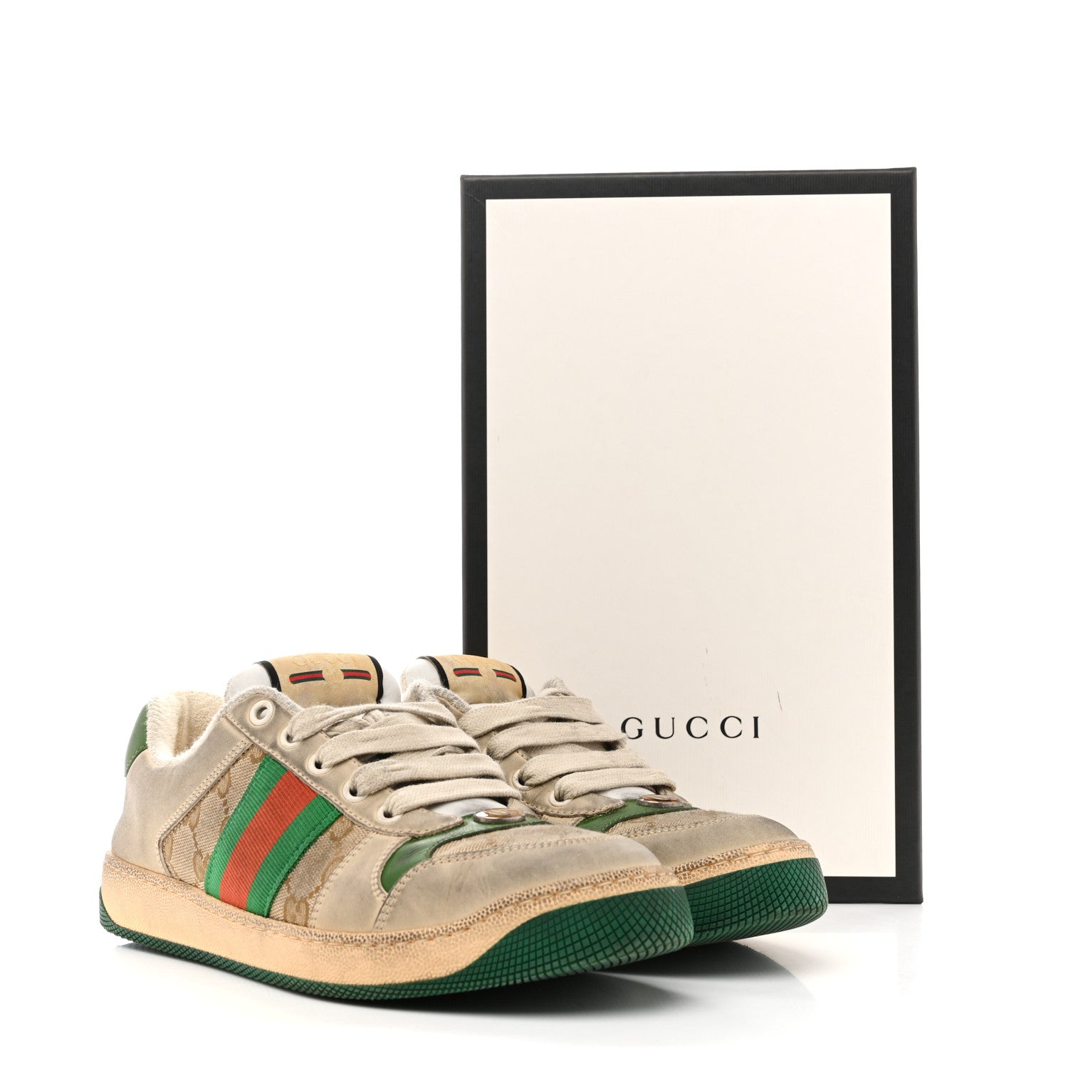 Gucci GG Monogram Nubuck Web Womens Screener Sneakers 39 New Sand Dusty Milk Vintage Green 38 New Sand Dusty Milk Vintage Green 38 of 39