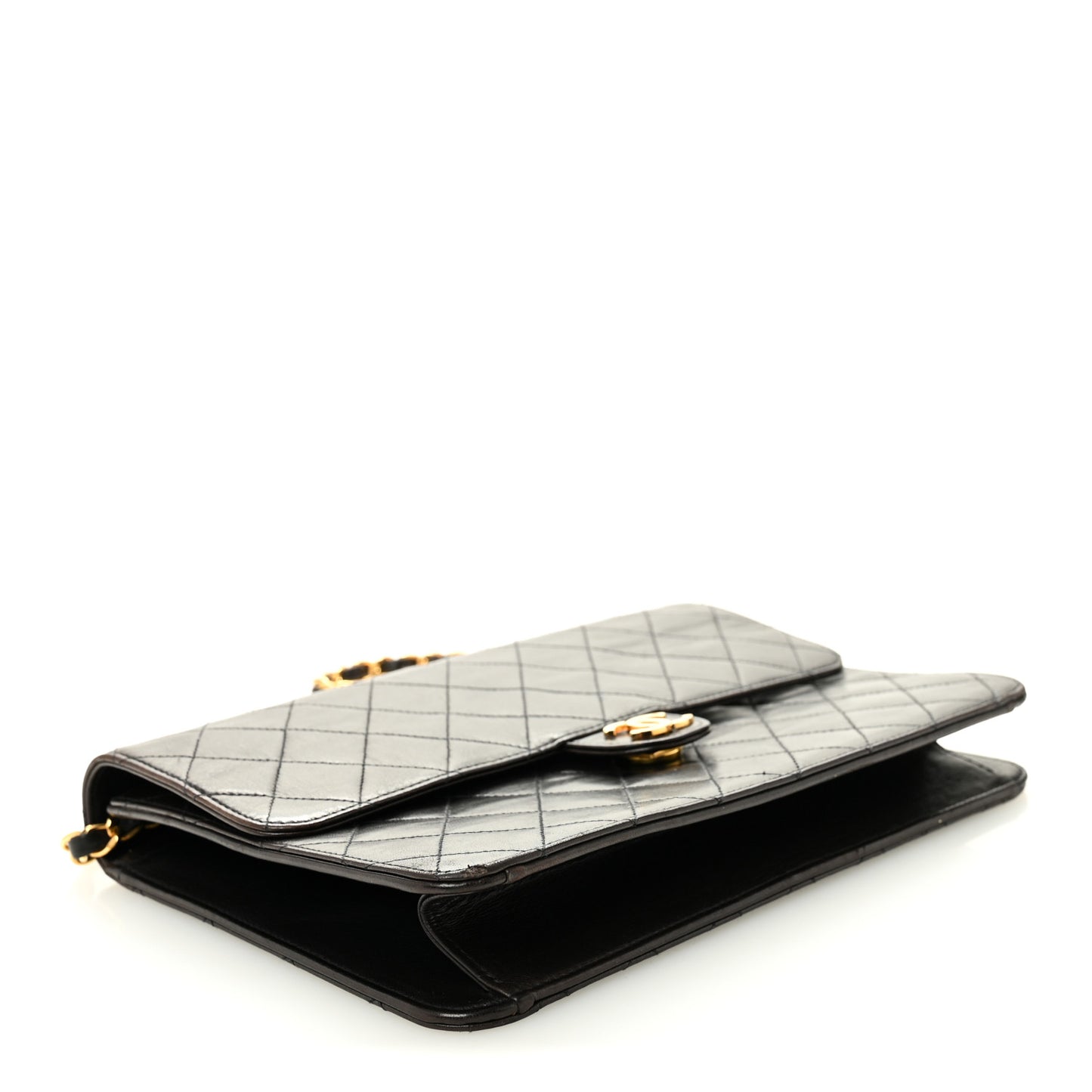 Lambskin Quilted Medium Single Flap Black