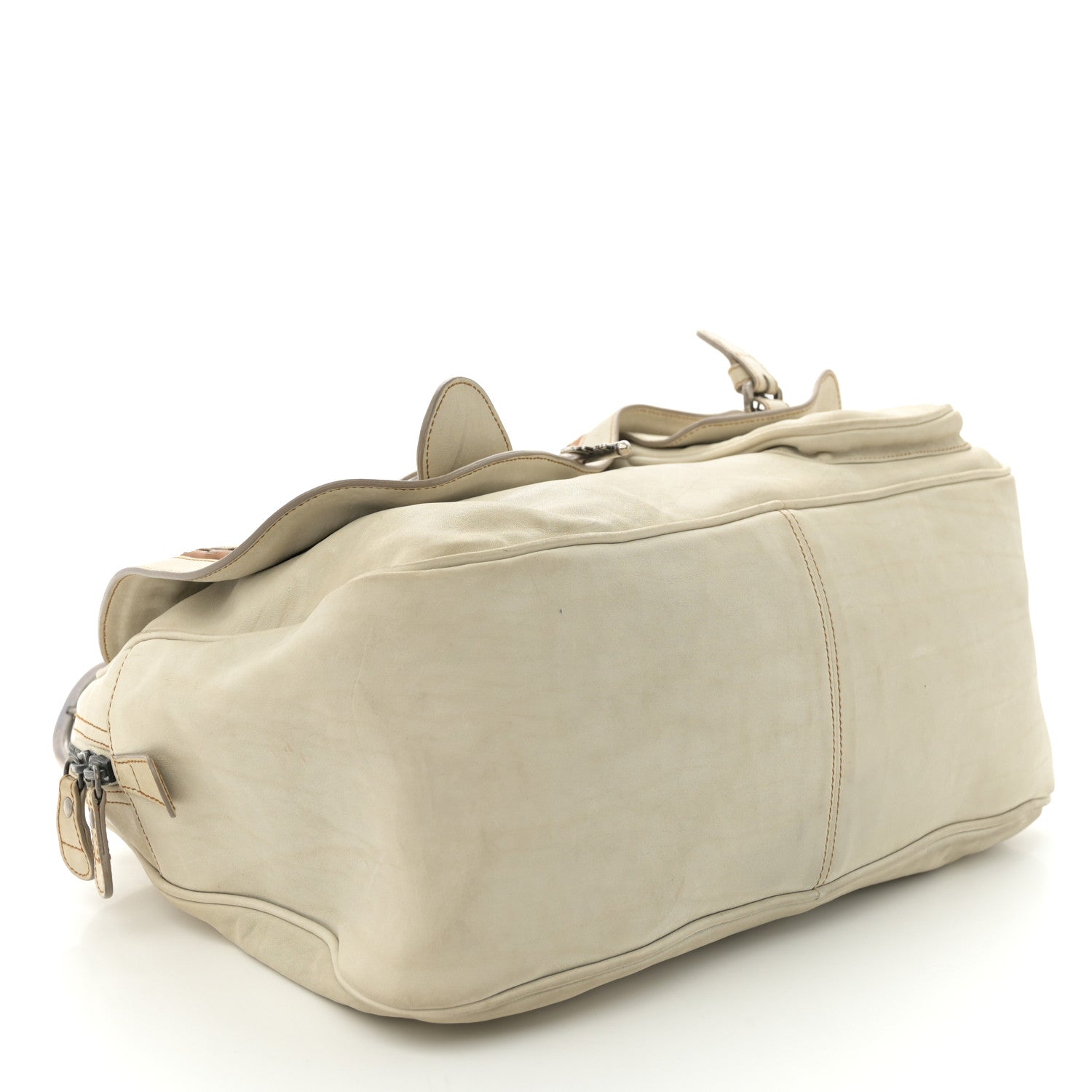 Christian Dior Calfskin Medium Gaucho Double Saddle Bag Ivory 4 of 12