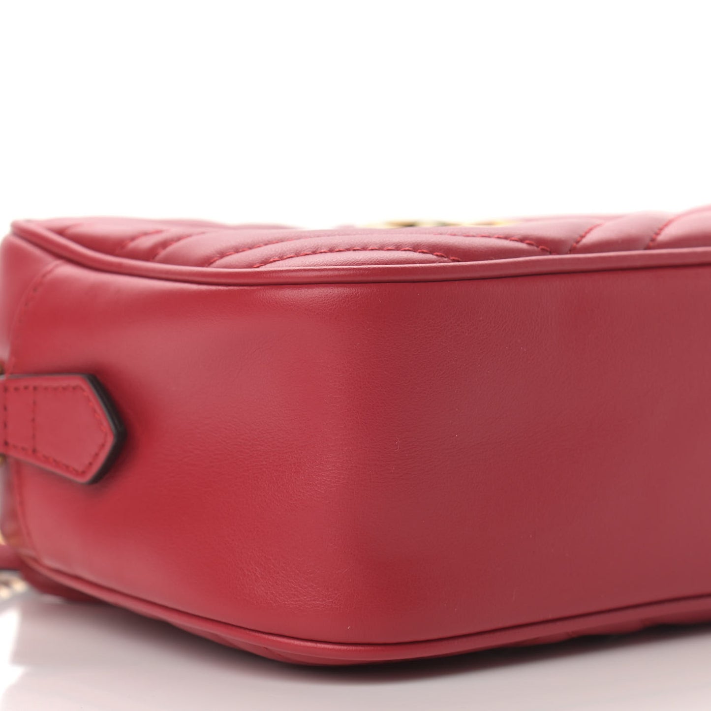 Calfskin Matelasse Small GG Marmont Chain Shoulder Bag Hibiscus Red