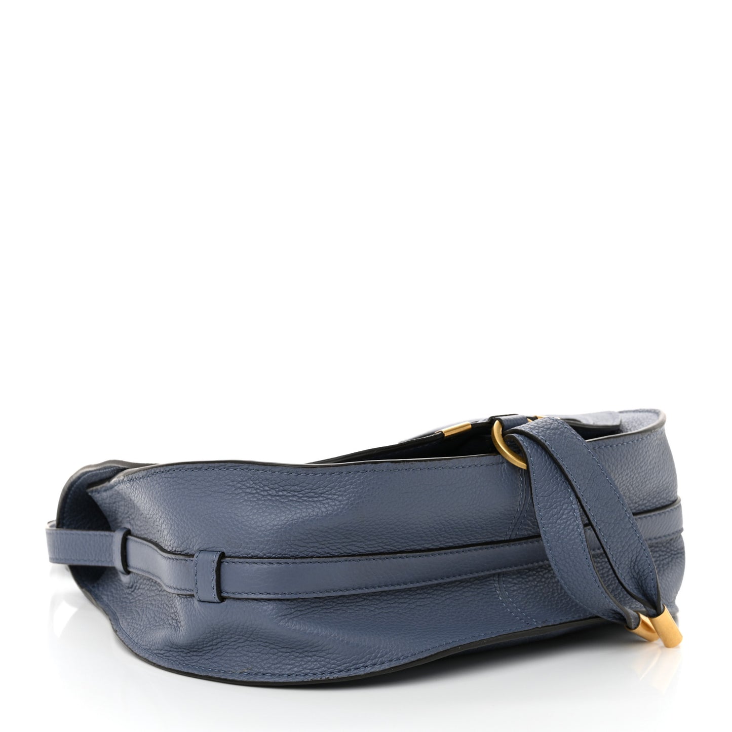Grained Calfskin Medium Marcie Saddle Bag Graphite Navy