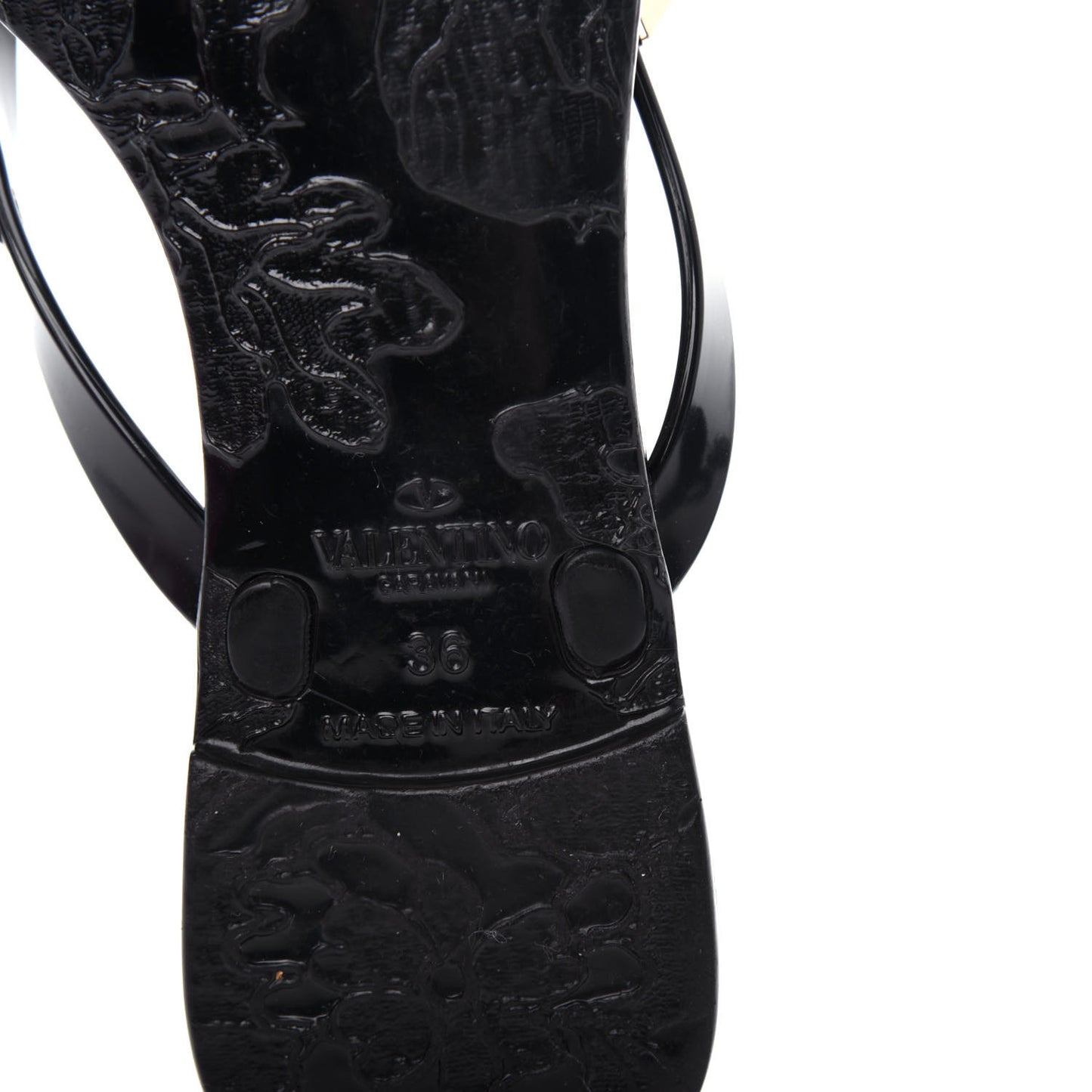 PVC Jelly Rockstud Bow Thong Sandals 36 Black