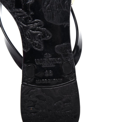 Valentino Garavani PVC Jelly Rockstud Bow Thong Sandals 36 Black 9 of 10