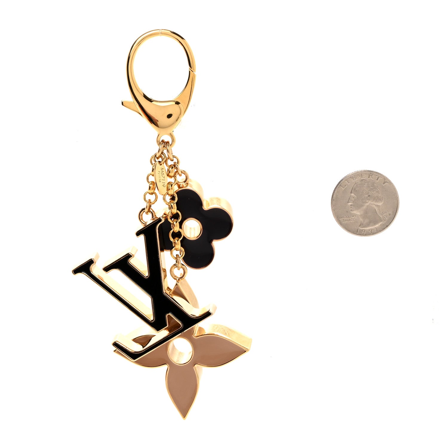 Louis Vuitton Metal Enamel Fleur De Monogram Bag Charm Dore 2 of 5