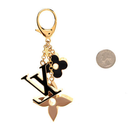 Louis Vuitton Metal Enamel Fleur De Monogram Bag Charm Dore 2 of 5