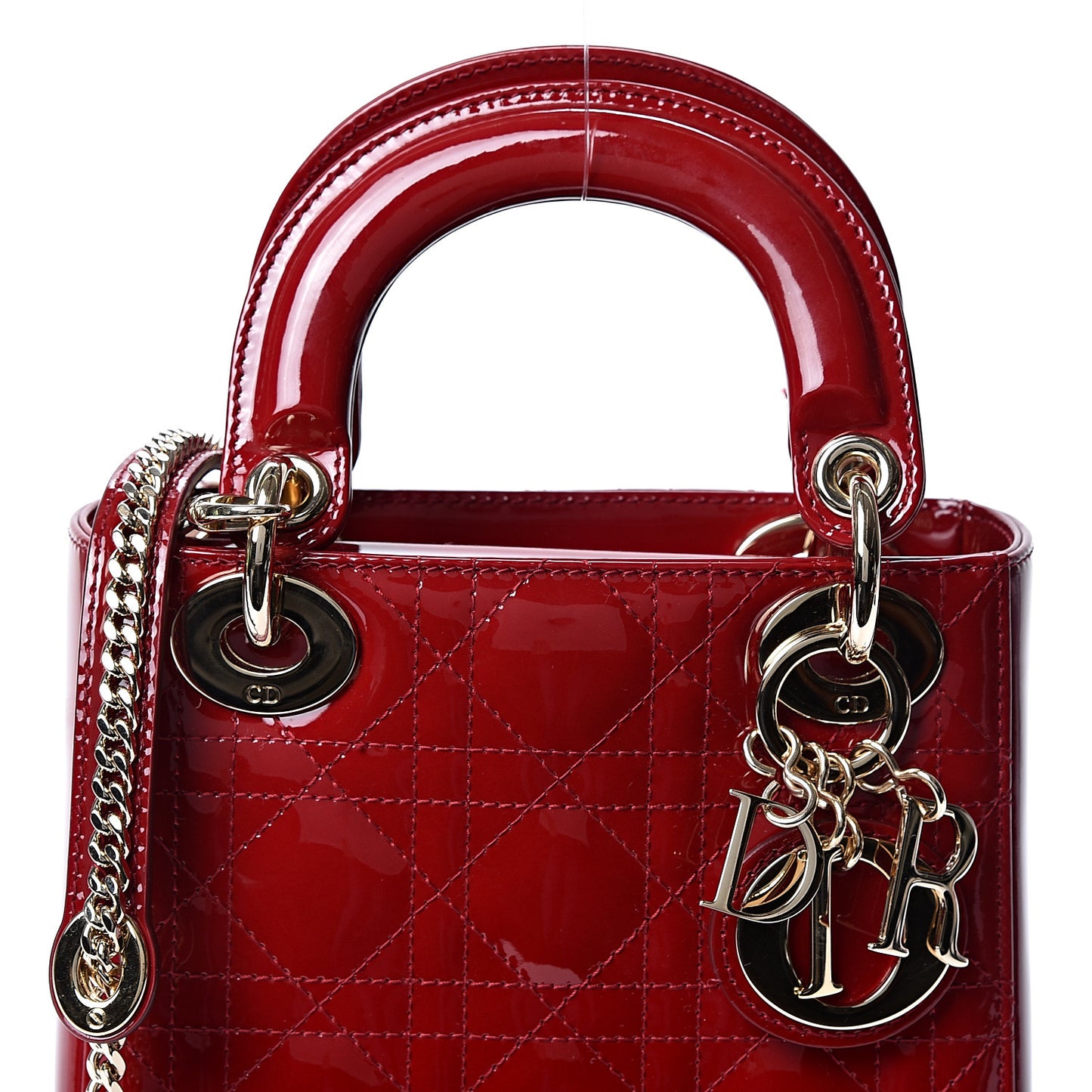 Patent Cannage Mini Lady Dior Red