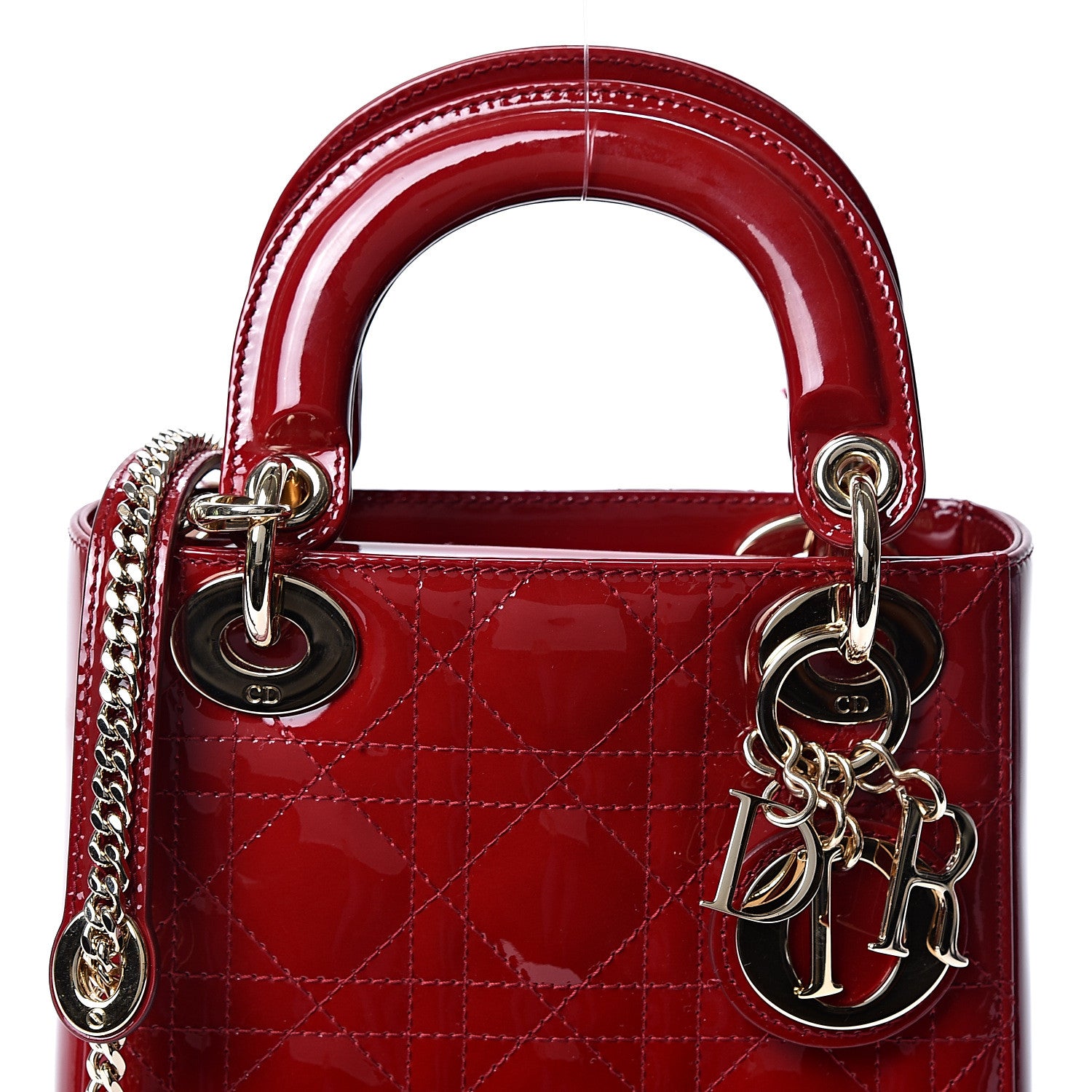 Christian Dior Patent Cannage Mini Lady Dior Red 6 of 8