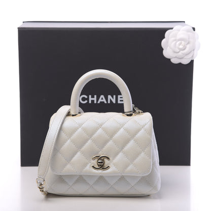 Chanel Iridescent Caviar Quilted Extra Mini Coco Handle Flap White 11 of 11
