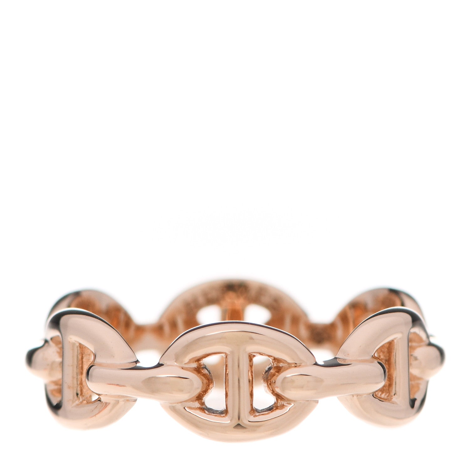 Hermes 18K Rose Gold PM Chaine D'Ancre Enchainee Ring 51 5.75 1 of 6