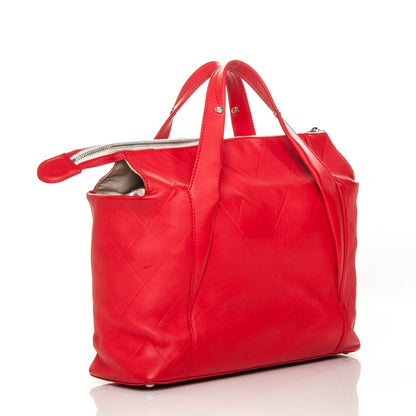 Chanel Calfskin CC Chevron All Day Long Tote Red 3 of 8