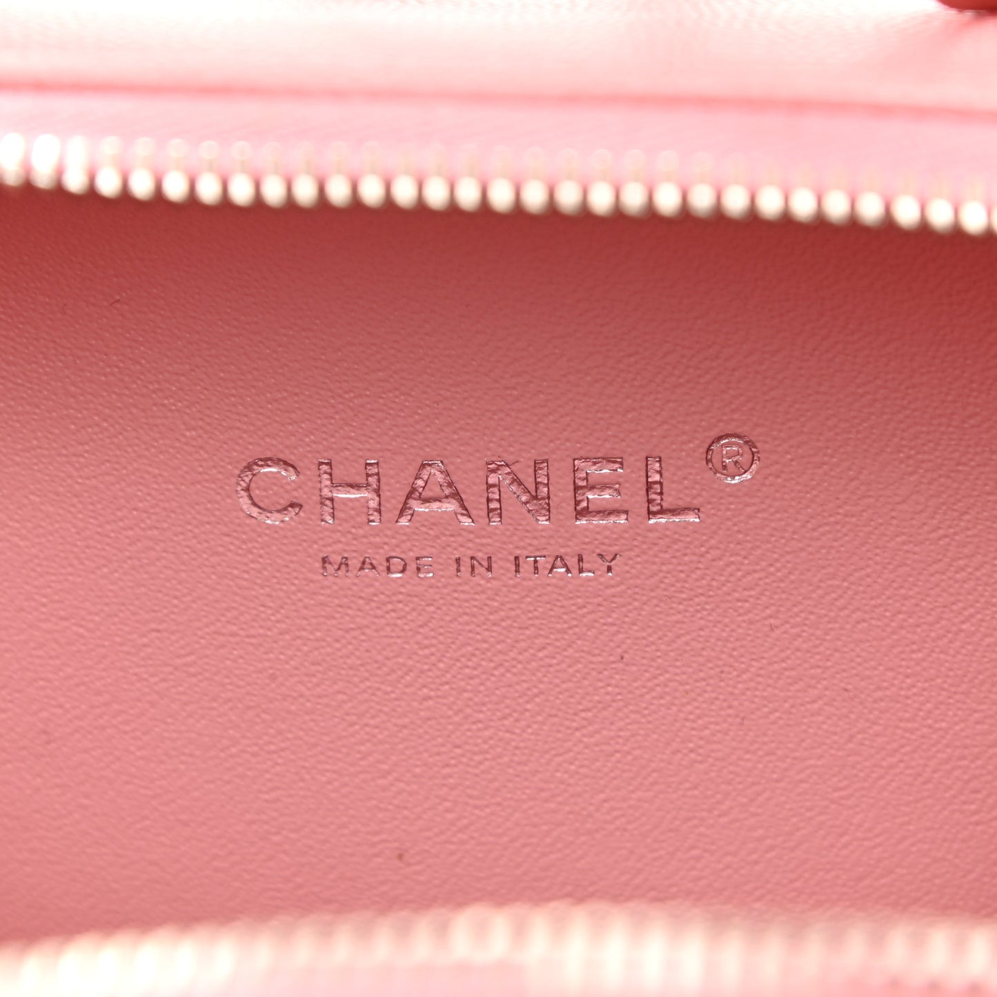 Caviar Quilted Striped Small CC Filigree Vanity Case Pink White