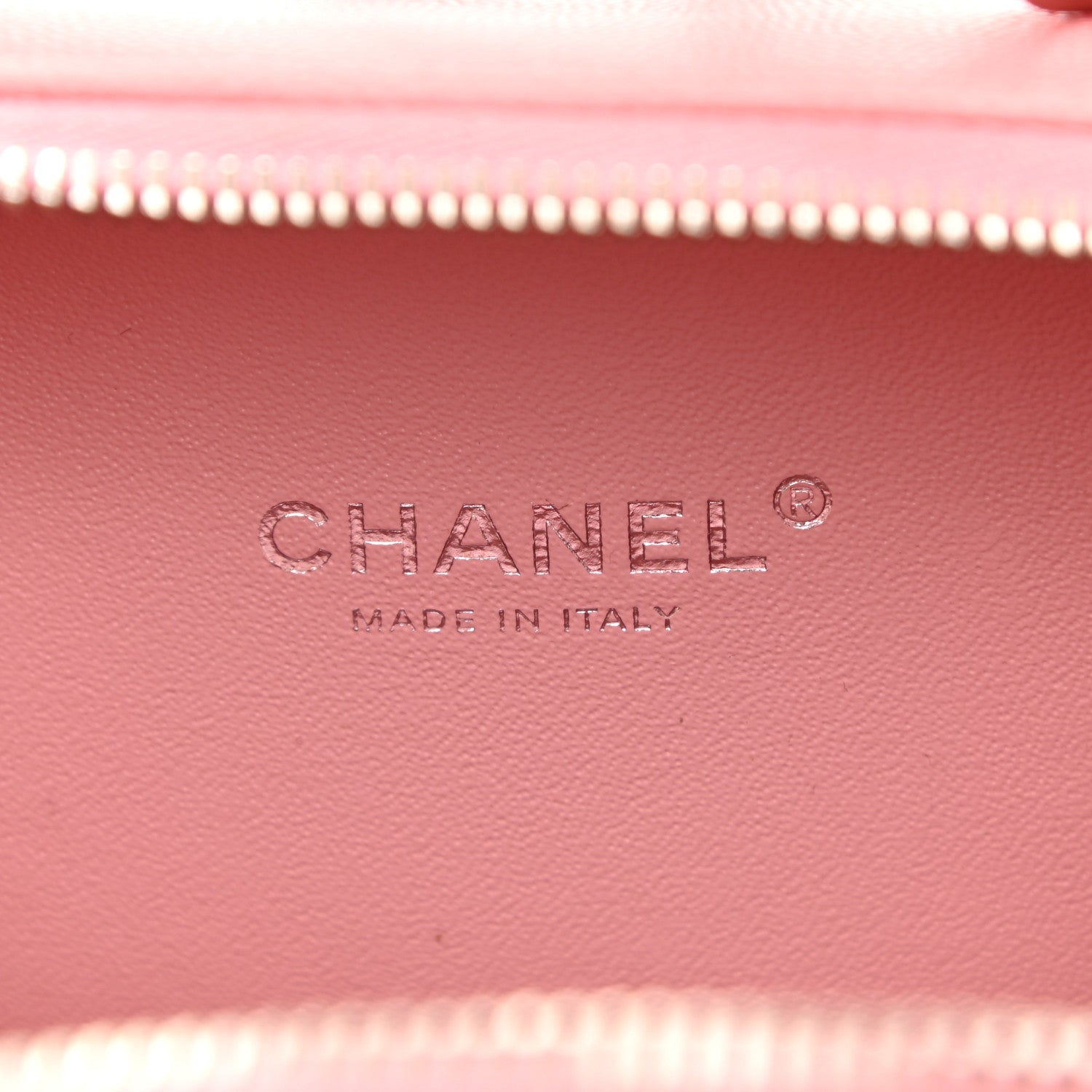 Chanel Caviar Quilted Striped Small CC Filigree Vanity Case Pink White 7 of 10