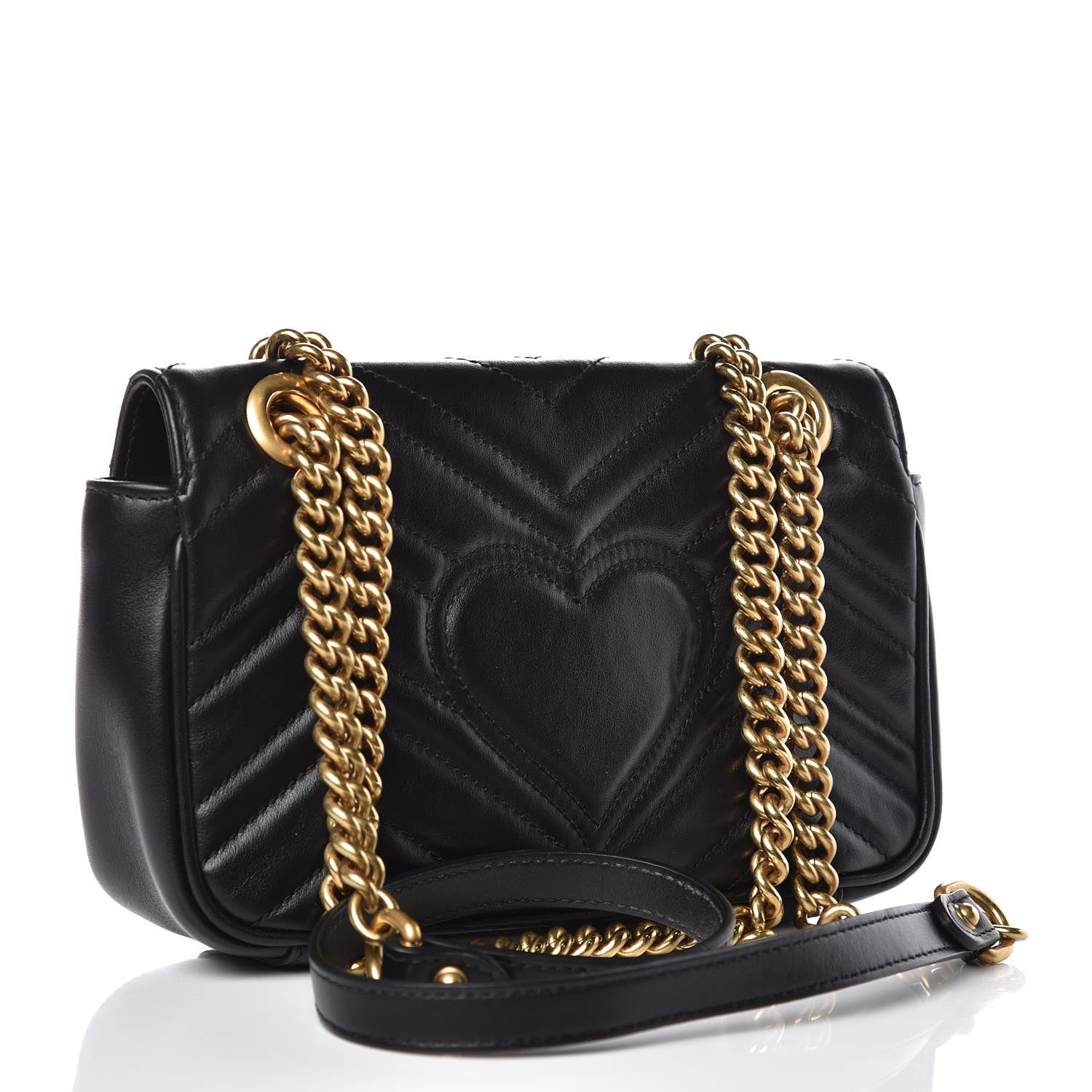 Gucci Calfskin Matelasse Mini GG Marmont Shoulder Bag Black 3 of 11