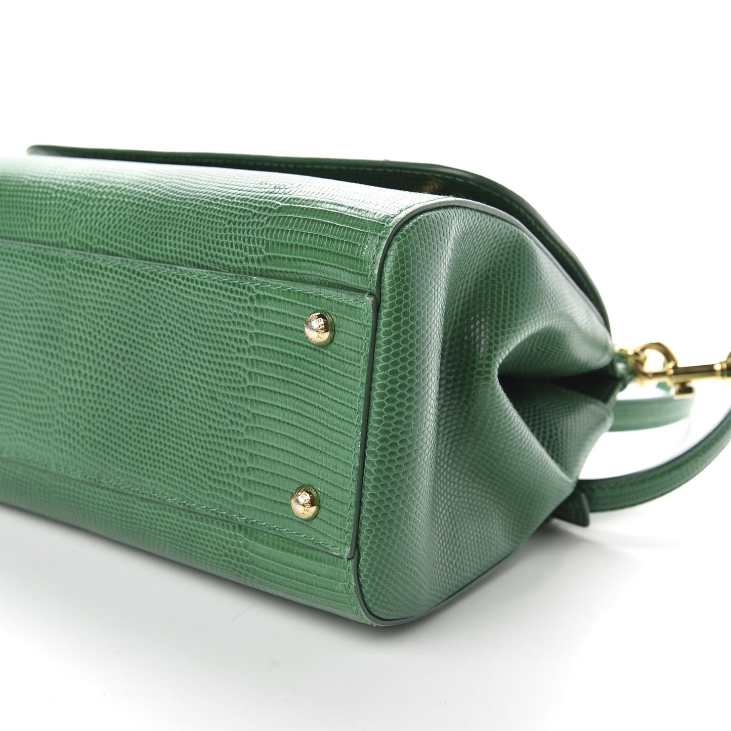 Iguana Calfskin Embossed Medium Miss Sicily Satchel Green