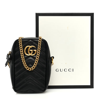 Gucci Calfskin Matelasse Mini GG Marmont Crossbody Bag Black 11 of 11