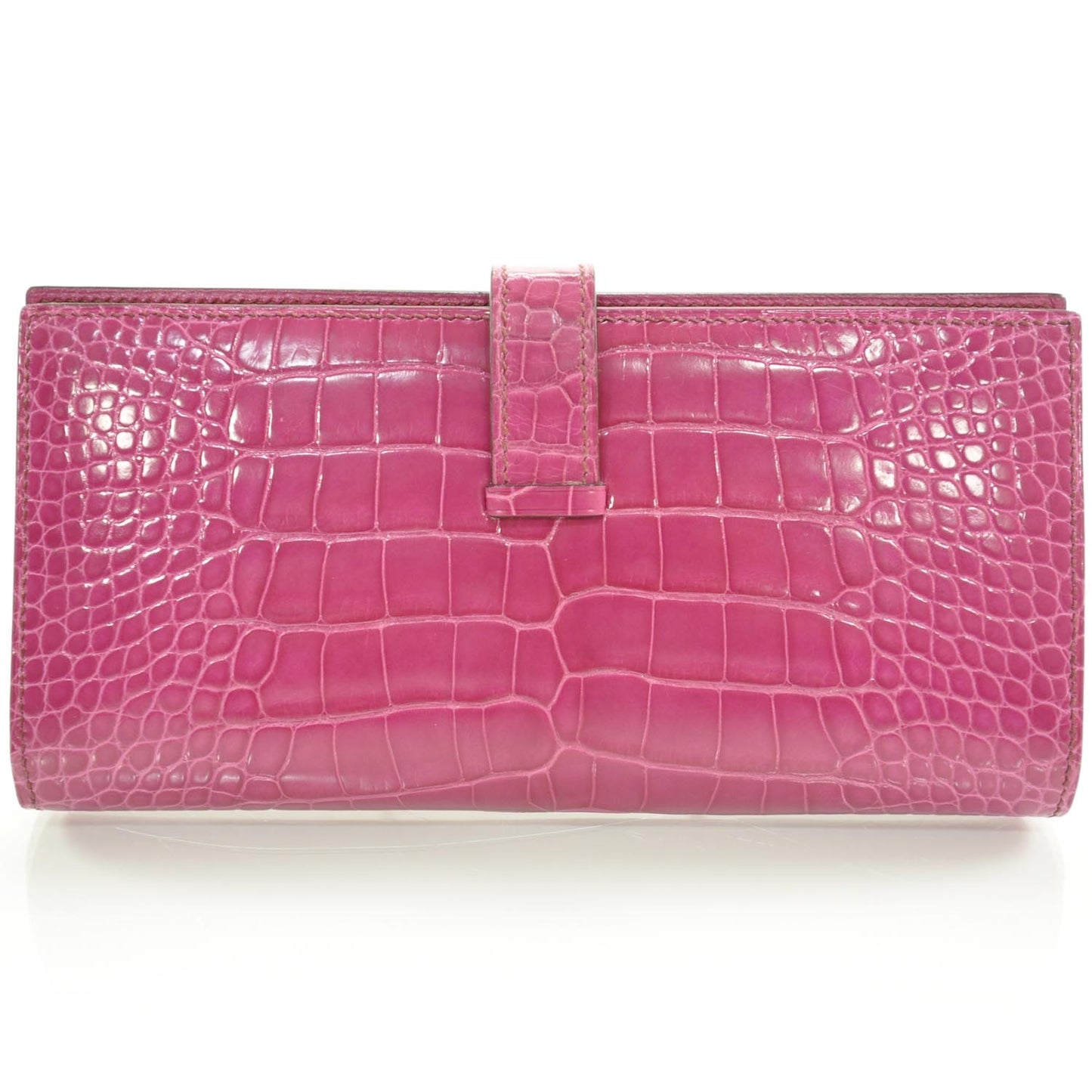 Shiny Alligator Bearn H Wallet Fuchsia