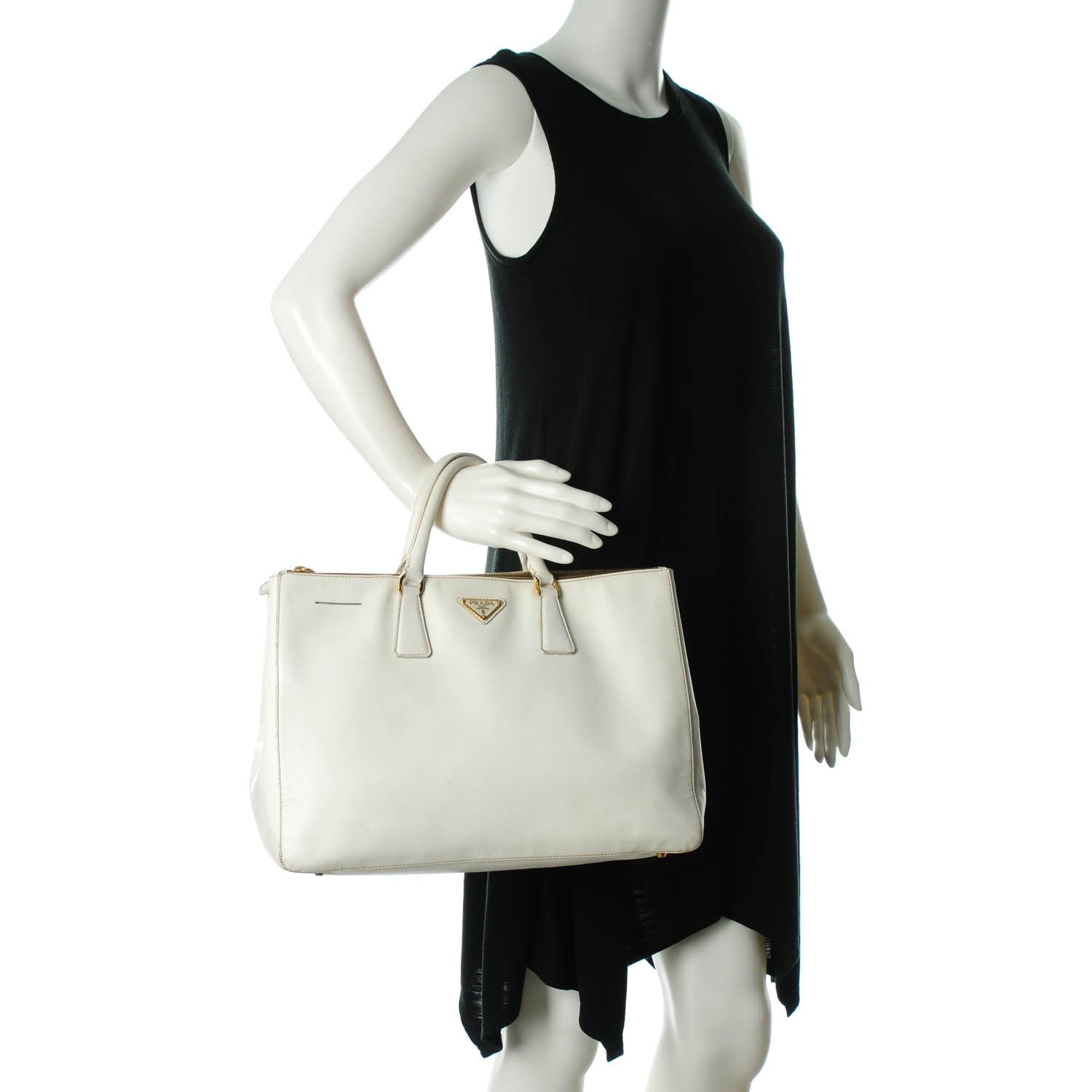 Prada Saffiano Lux Large Galleria Double Zip Tote Talco 2 of 8