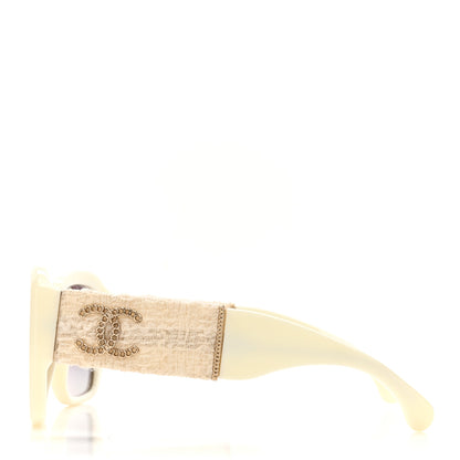 Chanel Acetate Tweed Square Sunglasses 5512 White 3 of 8