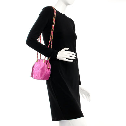 Chanel Satin Quilted CC Tassel Shoulder Bag Pink 2 of 9