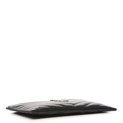 Saint Laurent Grain De Poudre Chevron Monogram Bill Pouch Black 4 of 7