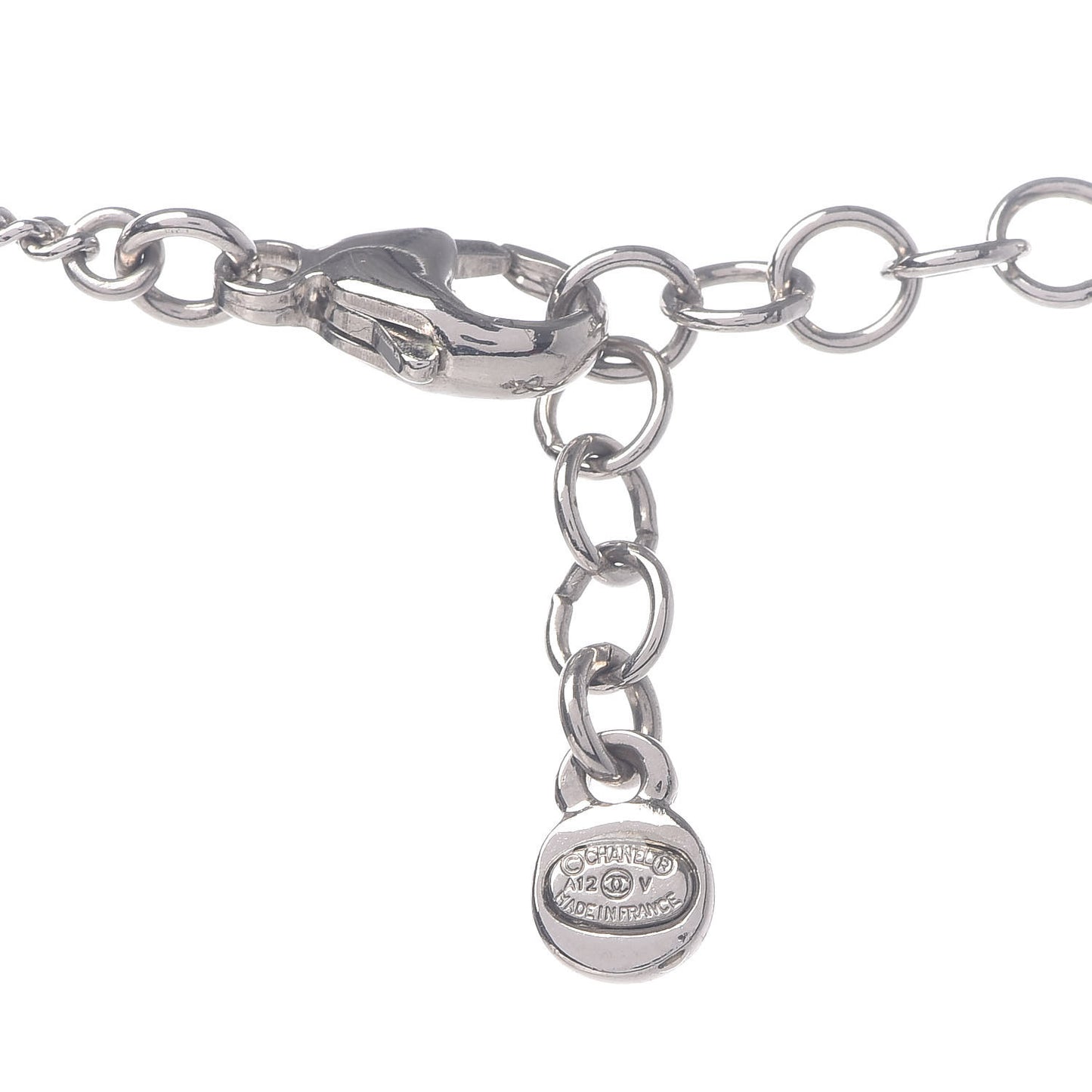 Crystal CC Drop Pendant Necklace Silver