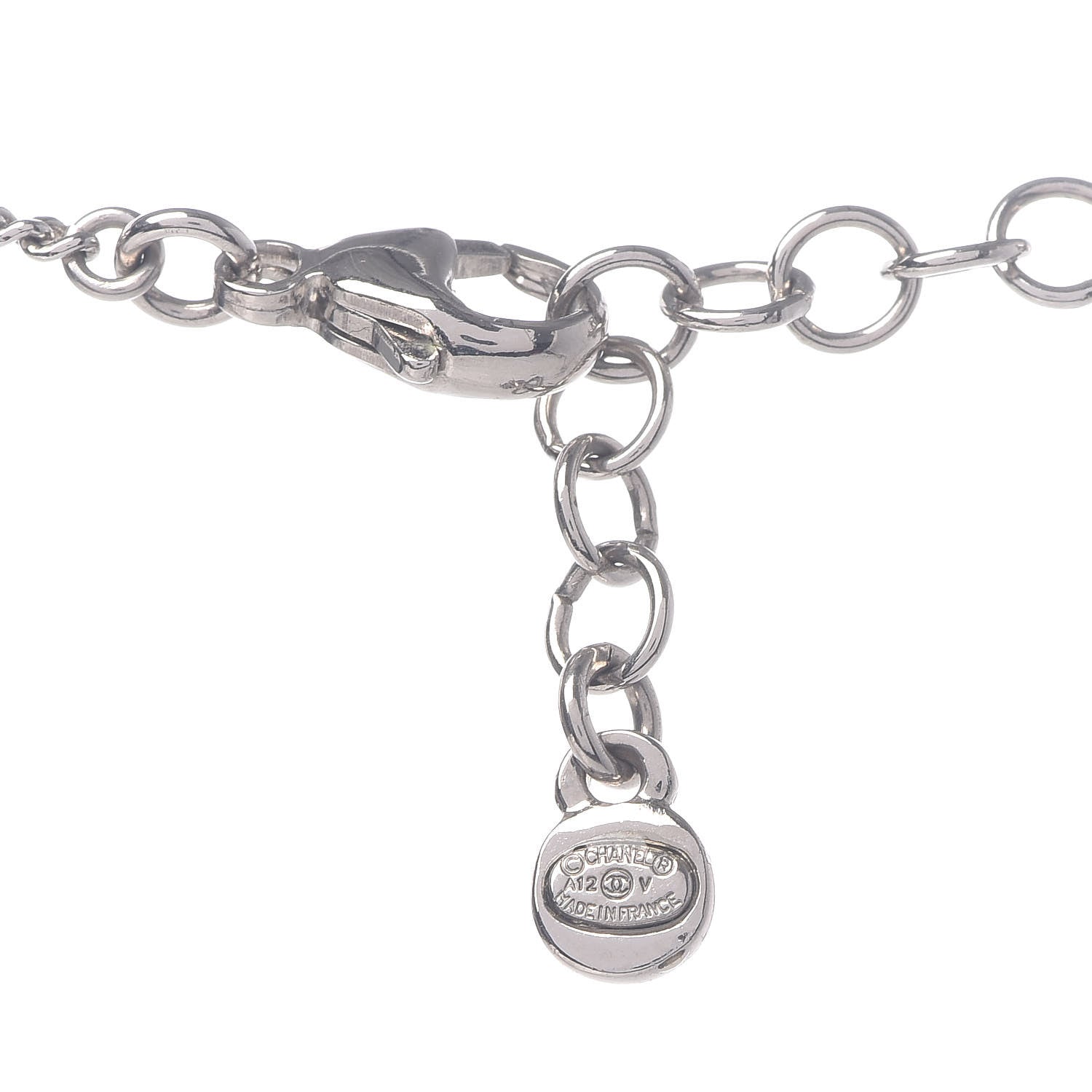 Chanel Crystal CC Drop Pendant Necklace Silver 5 of 5