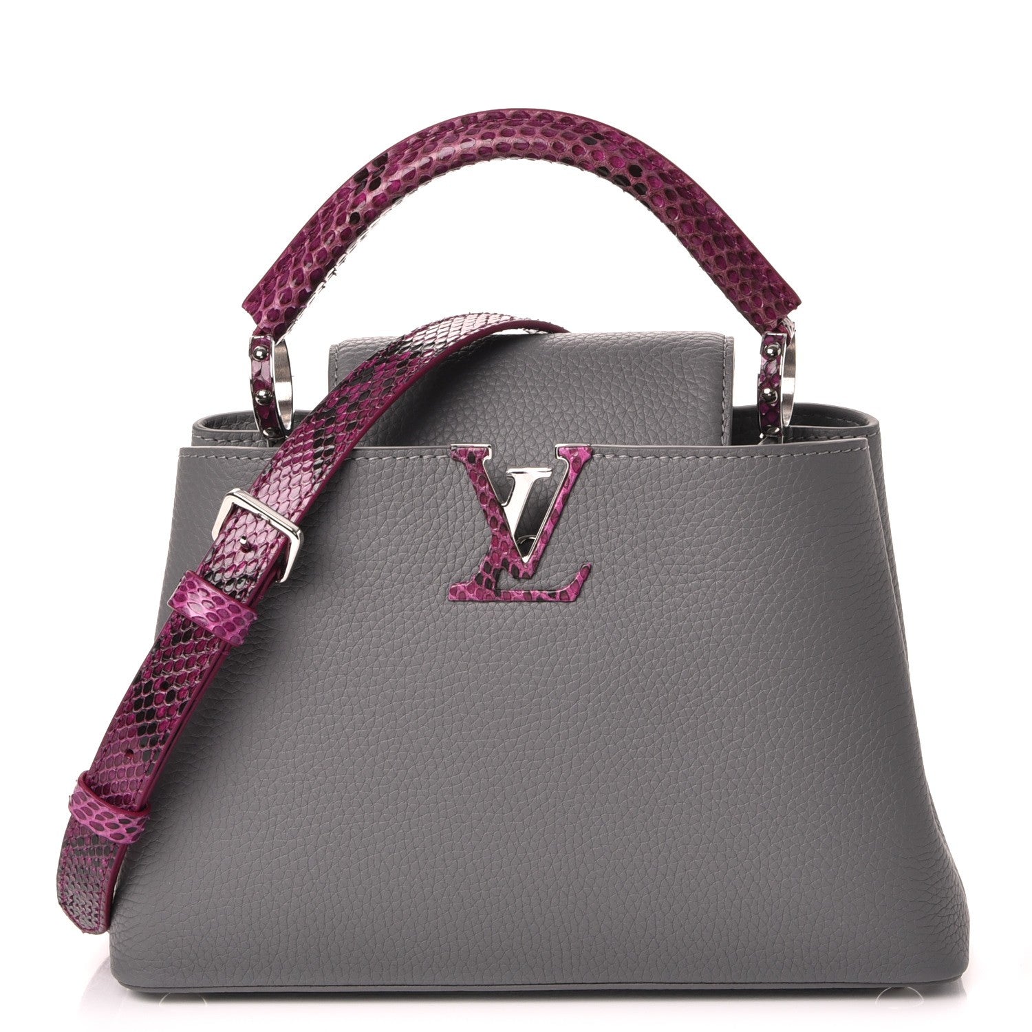 Louis Vuitton Taurillon Python Capucines BB Gris Fuchsia 1 of 8