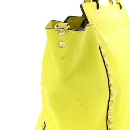 Valentino Garavani Vitello Medium Rockstud Tote Yellow Fluo 13 of 14