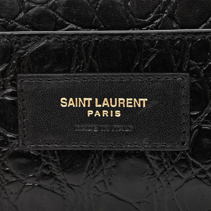 Saint Laurent Crocodile Embossed Mini Suzanne Hobo Black 6 of 11