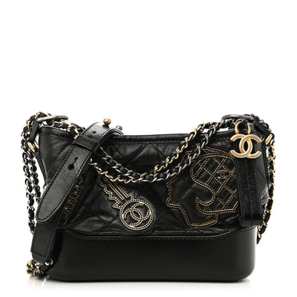 Chanel Aged Calfskin Quilted Charms Small Gabrielle Hobo Black 1 of 10