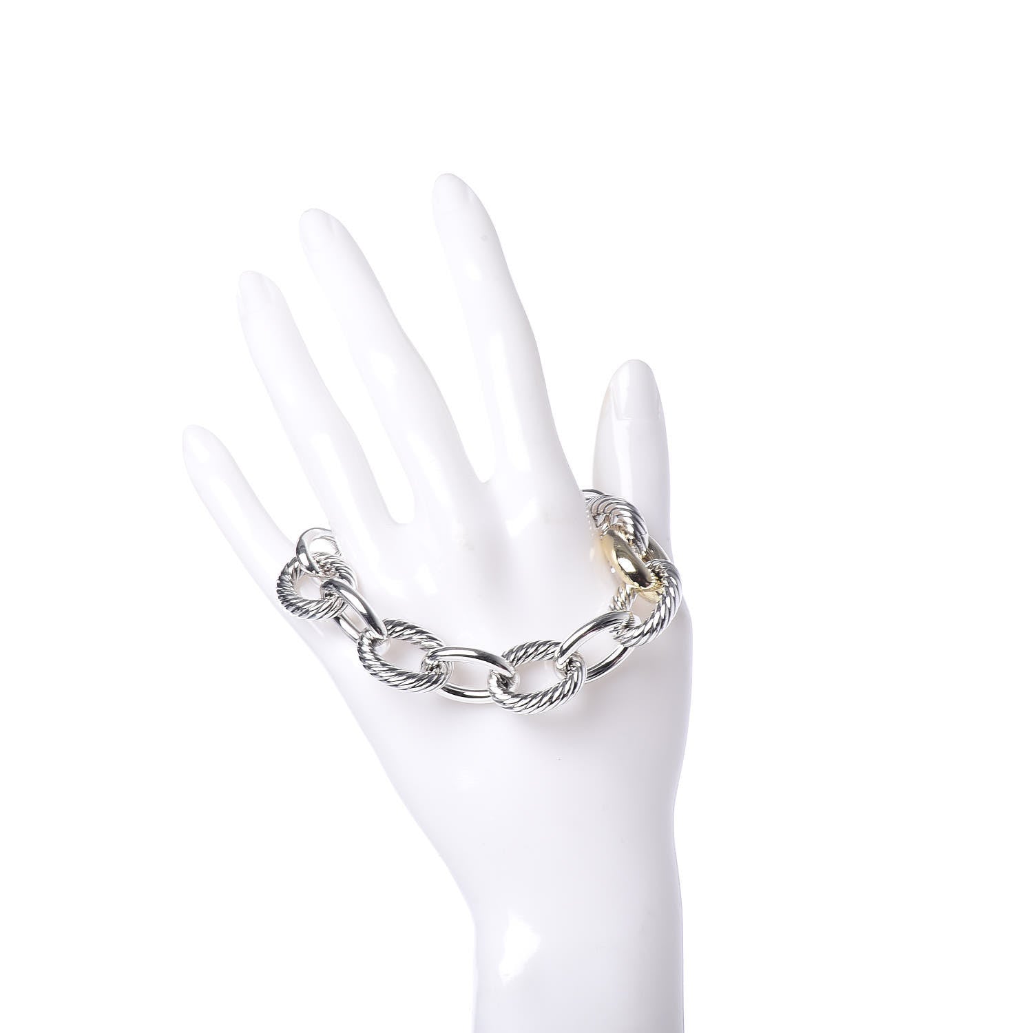 David Yurman Sterling Silver 18K Yellow Gold 19mm Extra Large Oval Link Bracelet 2 of 5