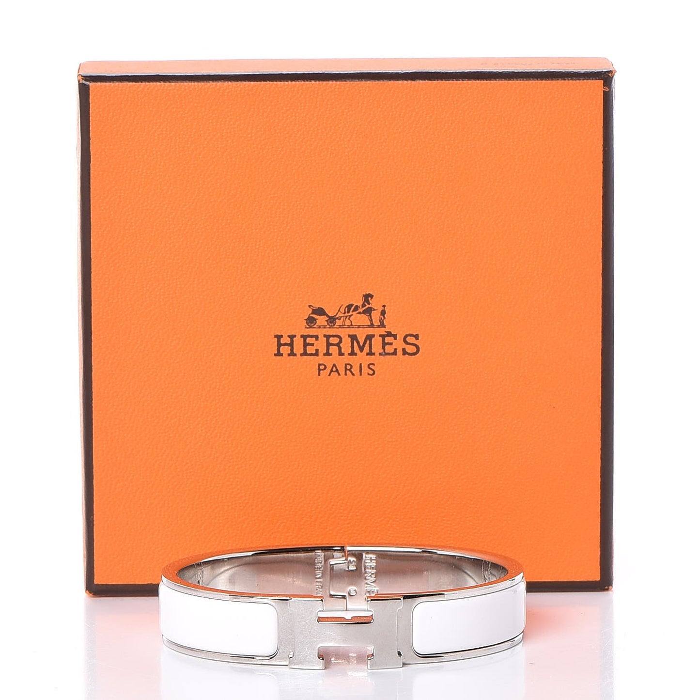 Enamel Narrow Clic Clac H Bracelet PM White