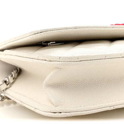 Chanel Caviar Quilted Chanel 19 Wallet On Chain WOC White Pink 10 of 11