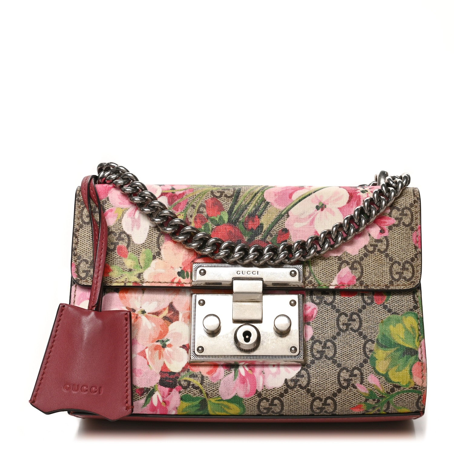 Gucci GG Supreme Monogram Blooms Small Padlock Shoulder Bag Beige Multicolor Dry Rose 1 of 10