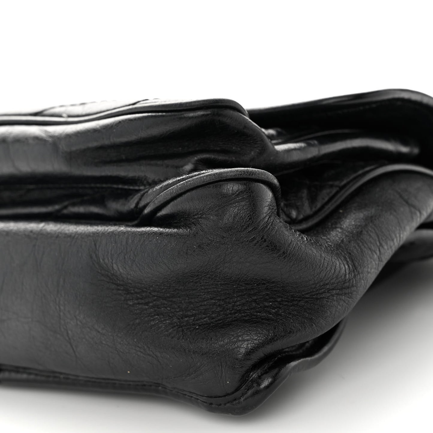 Crinkled Calfskin Matelasse Monogram Medium Niki Chain Satchel Black