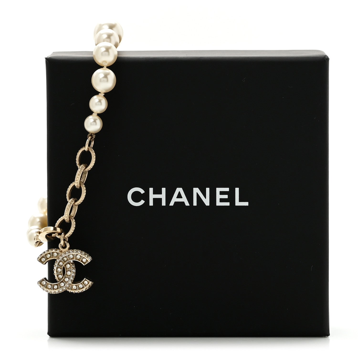 Chanel Graduated Pearl Crystal CC Bracelet Gold 5 of 5