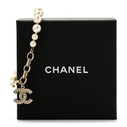 Chanel Graduated Pearl Crystal CC Bracelet Gold 5 of 5