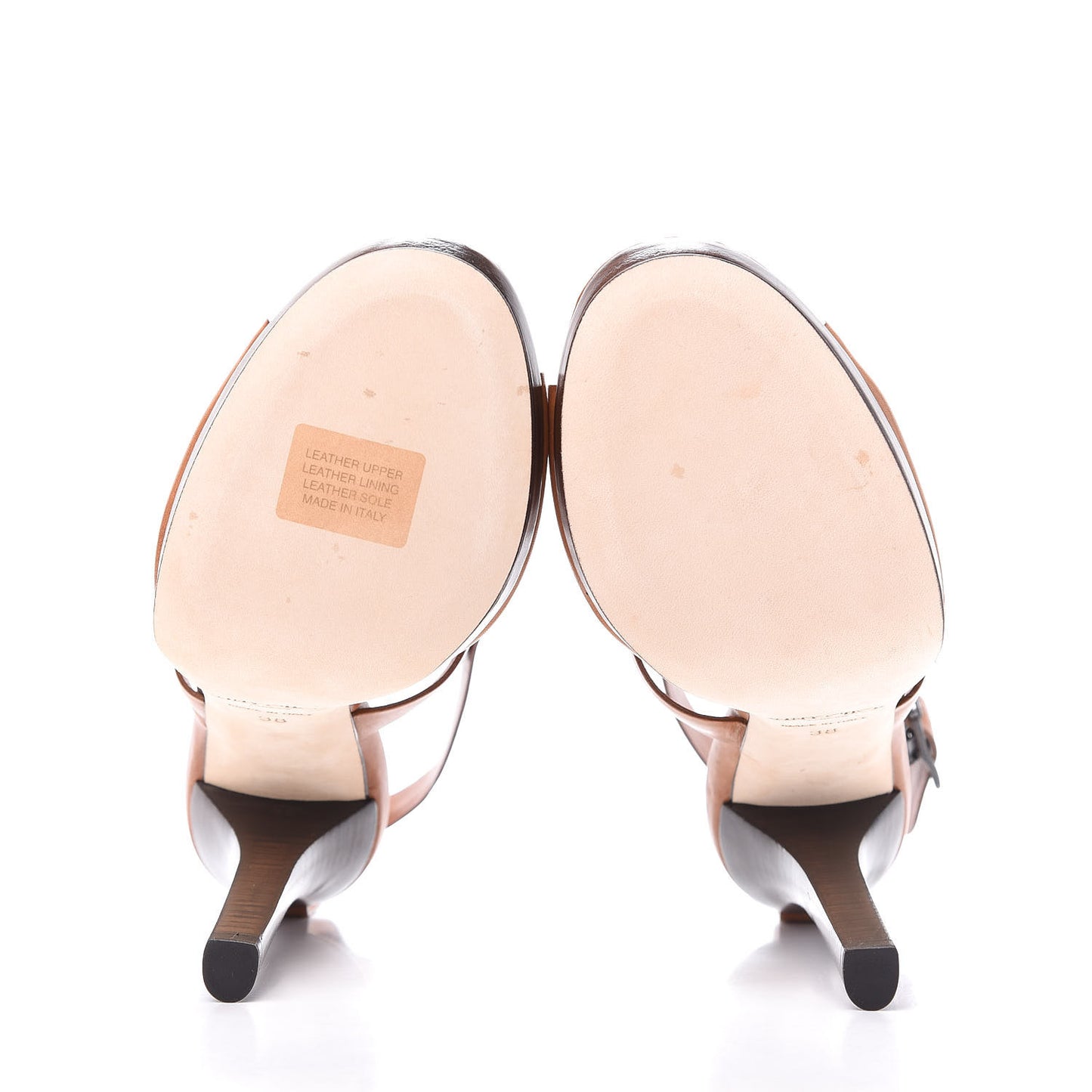 Calfskin Studded Cage Sandal 38 Brown