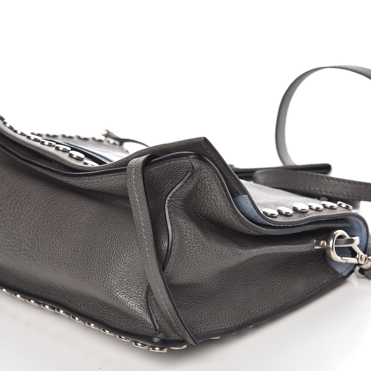 Prada Glace Calf Studded Etiquette Flap Marmo Astrale 10 of 10