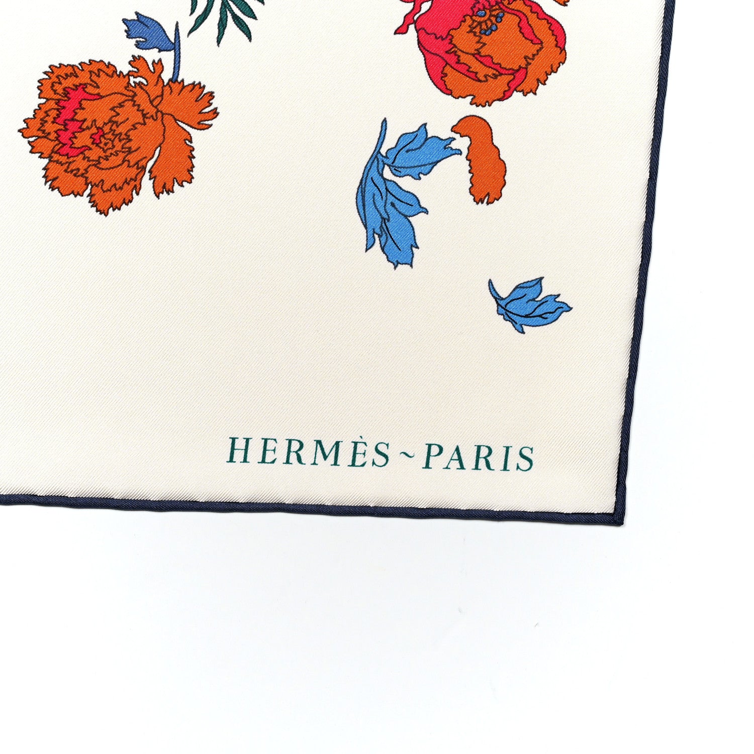Hermes Silk Robe Legere Scarf 90 Creme Bleu Multicolor 3 of 5