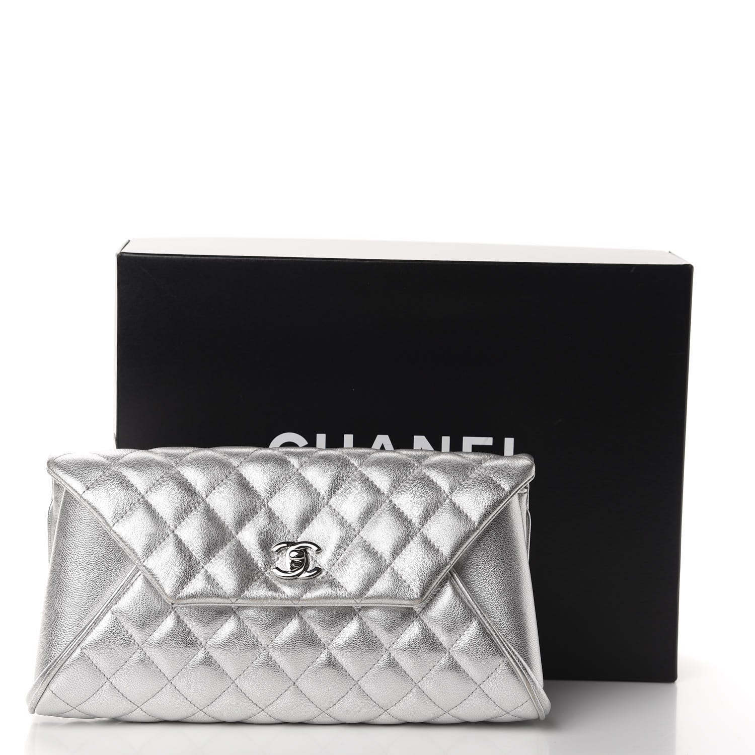Chanel Metallic Calfskin Quilted Fold Up Again Clutch Silver 11 of 11